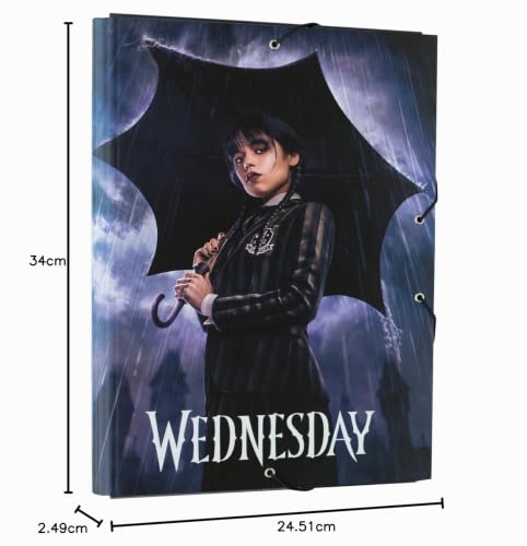 Miniatura 8 de Carpeta Clasificadora De A4 Cartón Con Solapas, Portafolios De Goma - Vuelta Al Cole Material Escolar Miércoles Addams