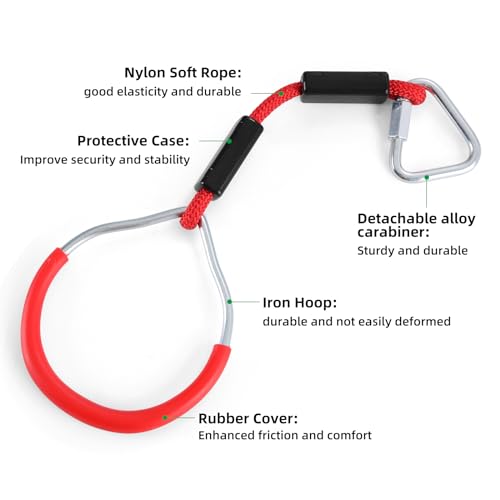 PELLOR Hanging Ninja Rings, Fitness Gymnastic Rings Backyard Playground Training Equipment Play Set for Kids Adult, Ninja Warrior Obstacle Course Accessories