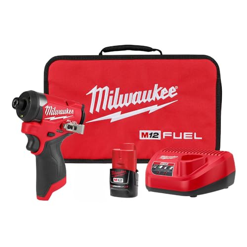Milwaukee Parafusadeira de Impacto 1/4" - 12V Fuel 3453-159N Com 1 Bateria 1 Carregador Bivolt e Bolsa