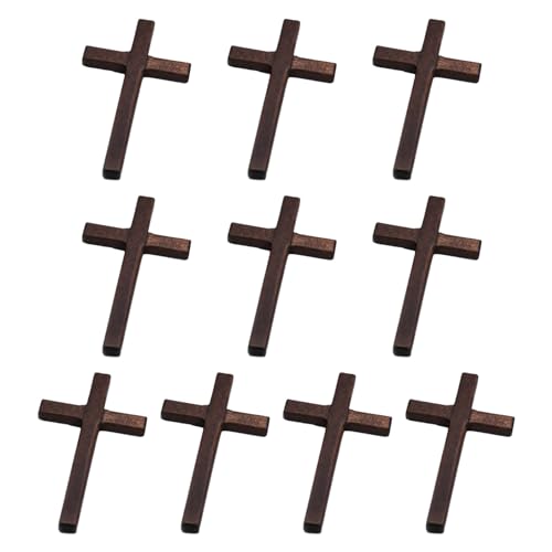 Cruz de pared de madera artesanal, un colgante de oración íntimo y adorno religioso marrón