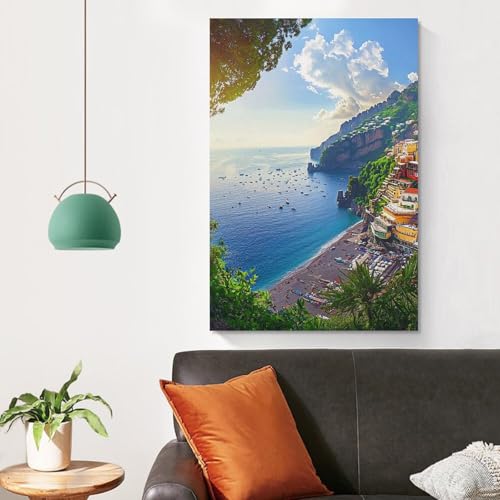 Cuadro en lienzo de atardecer en el puerto de 50x75 cm para decoracion de salon 4