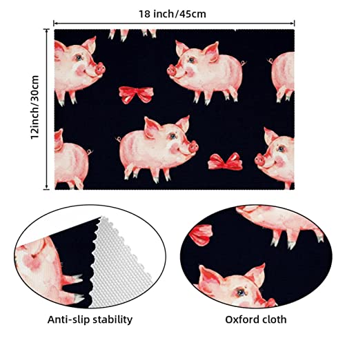 Sets de table cochon papillon noir pour repas de famille conviviaux - 5