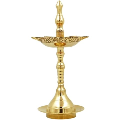 Shubhkart Nitya Brass Ventakesaya Dhanalaxmi Kerela Samai Diya Lamp - 560GM (Height - 30CM) Cover