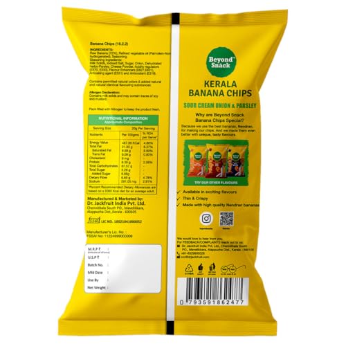 Image of Beyond Snack Nendran Kerala Banana Chips | Sour Cream Onion Parsley | Thin Crunchy Crispy Snack |300g (100g*3packs) (Pack of 3)