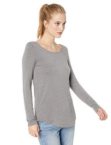 Amazon Brand - Daily Ritual Women's Jersey Long-Sleeve Scoop Neck Tunic, Light Heather Grey, XX-Large