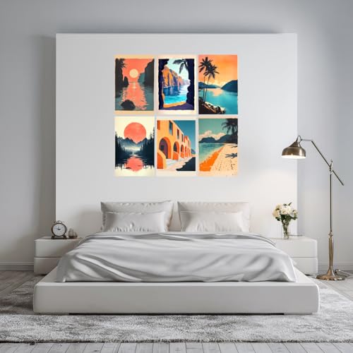 Image of SiddArtify Coastal Wall Art Prints Set - Tropical Beach Poster Decor for Living Room Bedroom Office - 12x18 inch Board Pack of 6