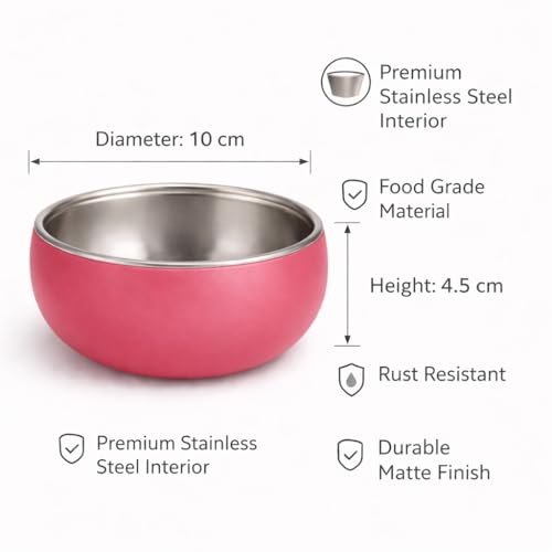 Image of Premium Stainless Steel Baby Feeding Bowl with Soft Silicone Cover | Non-Slip Grip, BPA Free & Food-Grade | Safe Feeding Bowl for Infants & Toddlers | Durable, Easy to Clean (Coral Pink)
