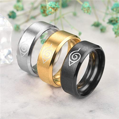 Xcfs 3Pcs /Set Unisex One Piece Band Ring Anime Narut Fidget Rings Stainless Steel Men Girls Cosplay Rings,3 Color,Size 6-12 (Size9) #TOP3