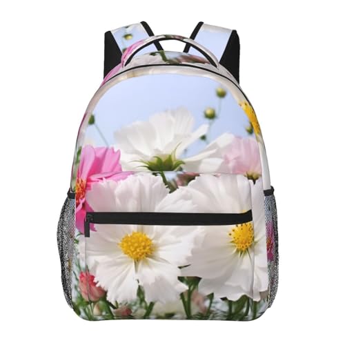 Sac à dos ordinateur portable avec motif fleurs blanches pour le travail léger