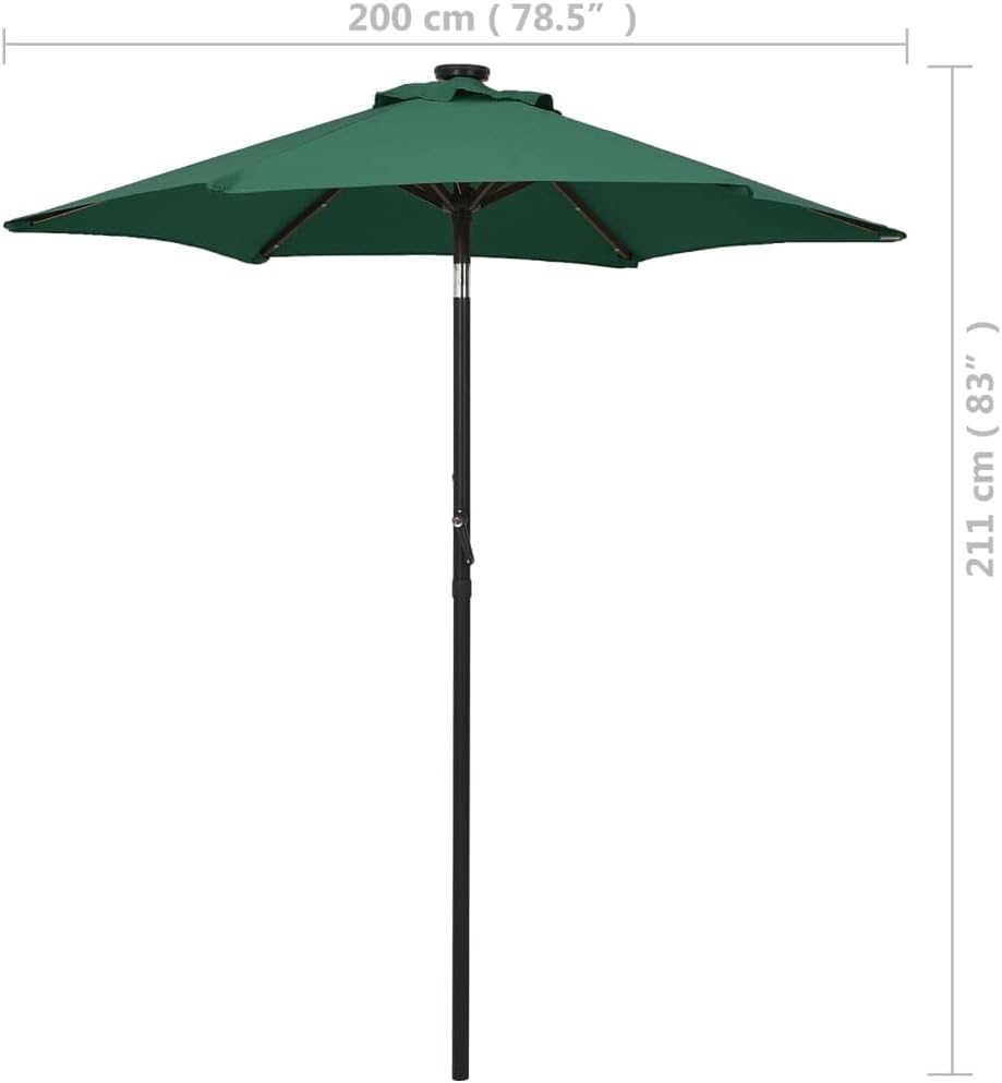Diagram showing the dimensions of the GROSERY Parasol: 200 cm (78.5 inches) diameter and 211 cm (83 inches) height.