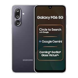 Samsung Galaxy M36 5G Mobile (Velvet Black, 6GB RAM, 128GB Storage) | Google Gemini| Gorilla Glass Victus+ | 7.7mm | AI Enhanced 50MP OIS Triple Camera| Nightography| Lag-free Gaming | Without Charger