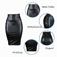 Frauen PU Rock mit hohem Taillenbeutel - Schwarzer Kunstleder Wrap Bürorock - Elastische lässige, schlanke hippegewickelte Bleistiftkleid - Halbkörper Midi Hip Business Rock für Arbeit – Ansicht 3