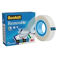 3M Removable Klebeband, 1 Rolle matt 19 mm x 32.9 m. - wiederablösbar, unsichtbar, beschriftbar und schattenfrei kopierbar, farblos