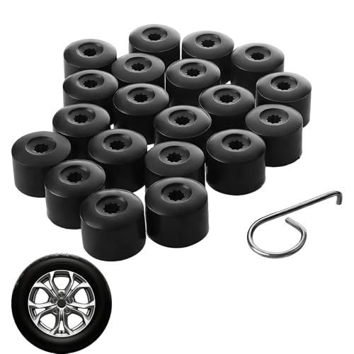 Cache Ecrou, 21 pièces Cache Ecrou 17mm, Cache Moyeu Vw, Cache Moyeu pour Volkswagen, Capuchons De Vis De Roue, Comprend les outils de démontage, compatible avec les véhicules pour Volkswagen (noir)