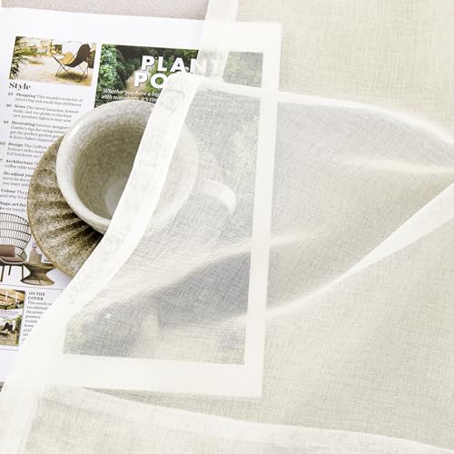 Image of Window Curtains White Sheer Curtains 90 Inches Long 2 Panels Tulle Curtains Window Panels for Bedroom Curtains 2 Panel Sets Rod Pocket Sheer White Curtains for Living Room Kitchen Yard 52 W x 90 L