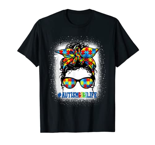 Autismo Gigi Life Messy Bun Autismo Concientización Apoyo Autista Camiseta