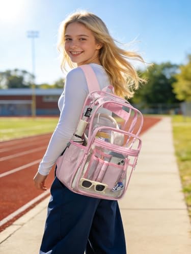 Image of Clear Backpack for School, Heavy Duty Clear Bookbag With a TSA Lock | 18 inch large clear bag, Durable PVC, For boys /girls /men /women /teens /adult, Ideal for work /sport /travel /daily life