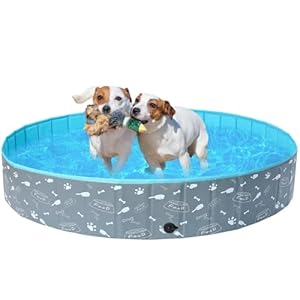 Demigreat Dog Pool for Large and Small Dogs, 80/120/160 cm, Foldable Dog Paddling Pool, Portable and Eco-Friendly, Polyvinyl Chloride (PVC) Dog Pool, Bone