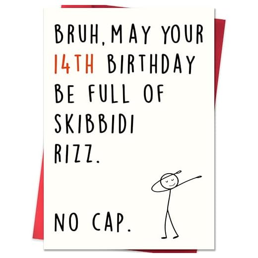 Smithtuy Funny 14th Birthday Card,Happy 14th Birthday Decorations & Gifts for Girls Boys Daughter Son Niece Nephew,Hilarious 14 Year Old Birthday Gifts for Teenagers with Gen Z Slang Meme Design