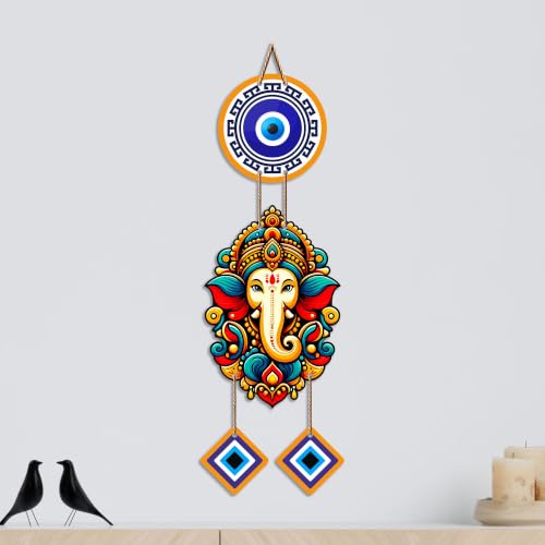 Image of Artvibes Siddhivinayak Wall Hanging with Evil Eye Protection for Home Decor | Nazar Dosh Removal Hanging for Entrance Temple Bedroom Office | Spiritual Vastu Lucky Charm Decorative Gift (WH 8565N)