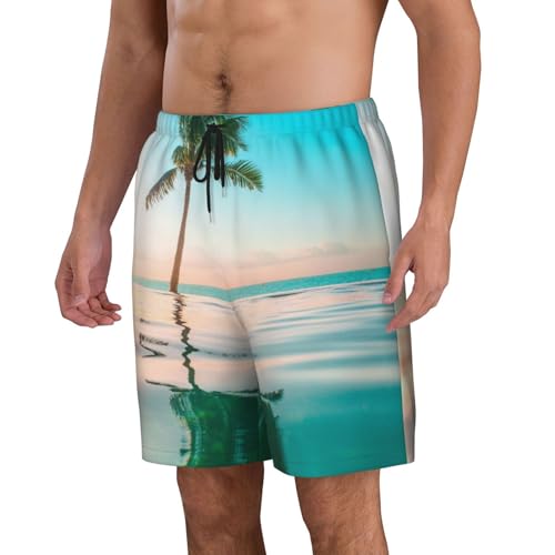 Men's Beach Shorts Coconut Tree Mens Swim Trunks Board Shorts with Pockets Swimwear Bathing Suits2