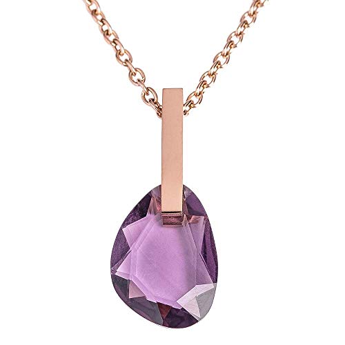 Listado de Collares Morados - los más vendidos. 45 LuckyLy Collar de Mujer con Cristal Morado Color Amatista, Cadena de Acero Inoxidable con Baño de Oro Rosa 18k y Dije Mujer – Regalos para Mujer Originales, Regalos para Mamá,...