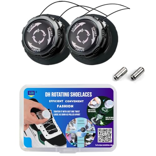 RYBG Rotating No Tie Shoelaces - 48inch Automatic Lock, 150Lbf Tensile Strength, Quick Tighten & Release for Sneakers, Casual Shoes, Unisex