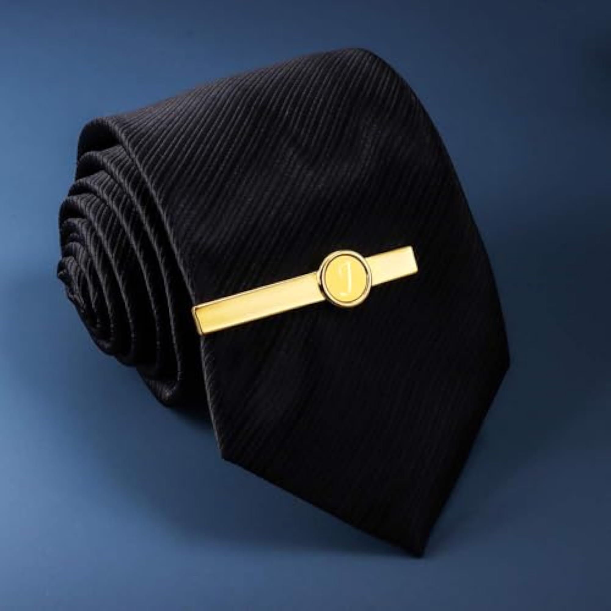 Men's Gold Engraved Letter Tie Clips & Cufflinks Set