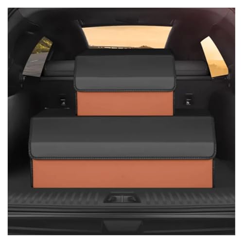 HCZKIUJ Compatible for Lixiang L7 L8 L9 ONE Accessories Car Trunk Storage Box Rear Tailbox Organizer Leather Foldable Storage Box (L Coffee)