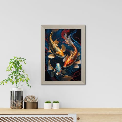 Image of TenorArts Feng Shui Photo Frame Vastu Positivity Lucky Wall Painting Aesthetic Art Frames with White Wooden Texture for Living rooms Office Bedroom - Wall Paintings /Hangings (12inches x 9inches)
