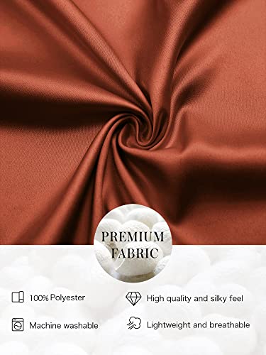 Aw Brdial Burnt Orange Silk Robes For Women Bride Robe For Wedding Day Long Bridesmaid Robes Satin Robe With Lace Trim Sleepwear, Burant Orange Xl #TOP4