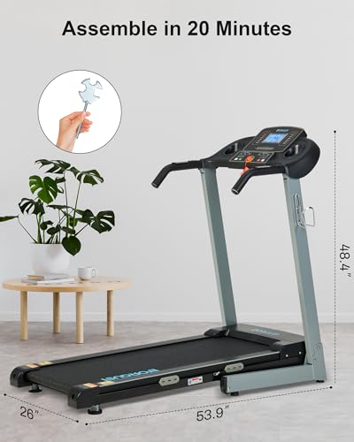 Image of BORGUSI Treadmill with Auto Incline - 300 lb Capacity, 3.0HP Folding Electric Treadmill Up to 8.5 MPH Speed, Running Machine with 17.5 inch Wide Tread Belt and Bluetooth Speaker for Home Use