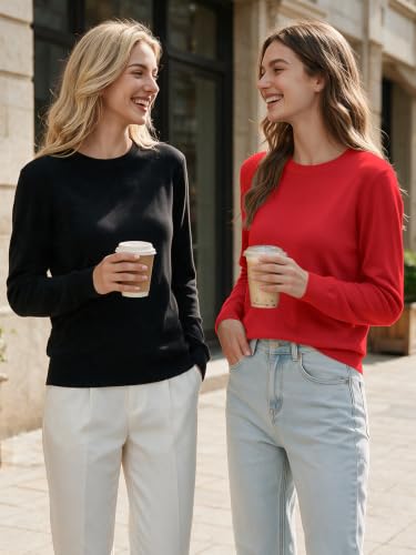 Image of GKBK Women's Wool Blend Sweaters 2026 Fall Fashion Lightweight Business Casual Outfits Long Sleeve Crew Neck Pullover Tops