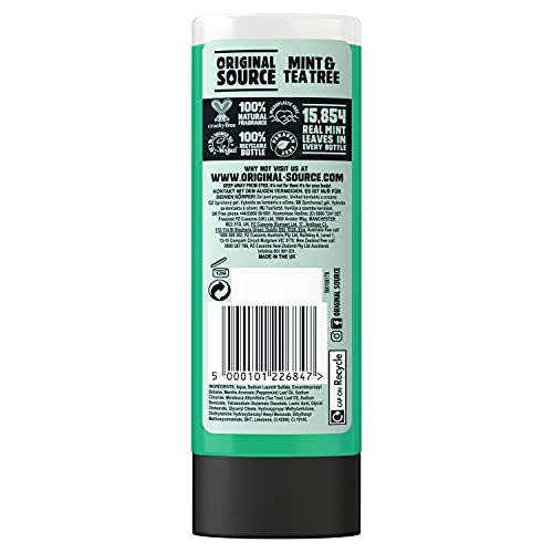 Original Source Mint & Tea Tree Shower Gel, 100 Percent Natural Fragrance, Vegan, Cruelty Free, Paraben Free, Bulk Buy, Pack of 6 x 500 ml - 3