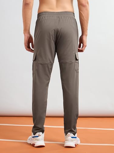 Image of TECHNOSPORT Men's Regular Fit Mid Rise Polyester Solid Cargos for Activewear, Regular Use and Quick Dry