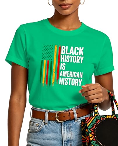 Image of Juneteenth Shirts for Women-Black History is American History Tee Tops African American Short Sleeves