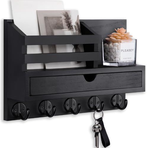 Key Holder Wall Mount, Mail Holder with Storage Drawer and 5 Key ...