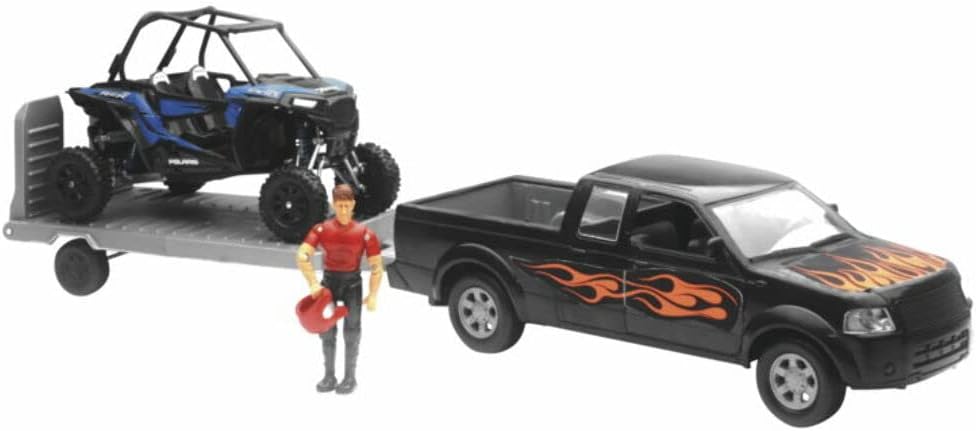 New-Ray 959-0114 Replica 1:18 Truck/Trailer/Utv Truck Black/Rzr Blue