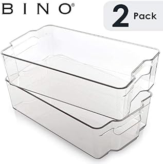 BINO Stackable Plastic Organizer Storage Bins, X-Large - 2 Pack - Pantry Organization