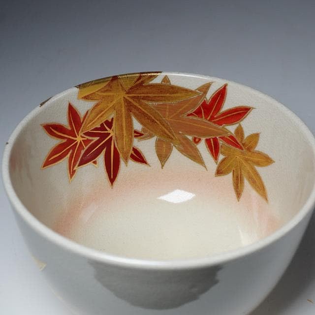 中村秋峰　仁清写紅葉絵茶碗　共箱　茶道具　抹茶碗　京焼　色絵 Amazon.co.jp: 中村秋峰 仁清写紅葉絵茶碗 共箱 茶道具 抹茶碗 京焼