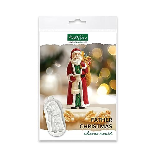Katy Sue Father Christmas Silicone Mould for Christmas Cake Decorating & Crafting. Makes a Santa Claus Figure 100 Tall x 40 Wide in Millimetres for Fondant, Air Dry Clay, Polymer Clay. UK-Made