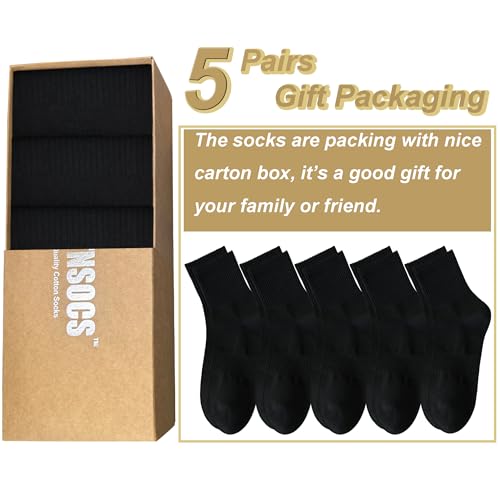Mens Athletic Cotton Quarter Crew Socks Light Weight Moisture Wicking Odor Control Sports Socks for Men 5 Pairs2