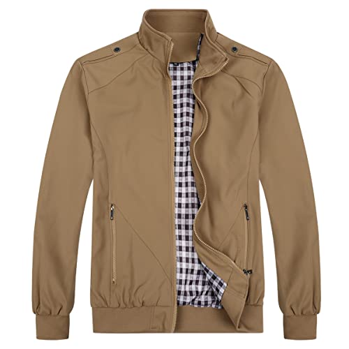 YOUTHUP Herren Jacke Regular Fit Sommer Übergangsjacke Leichtgewicht Freizeitjacke Bomber Sportjacke, Khaki, L