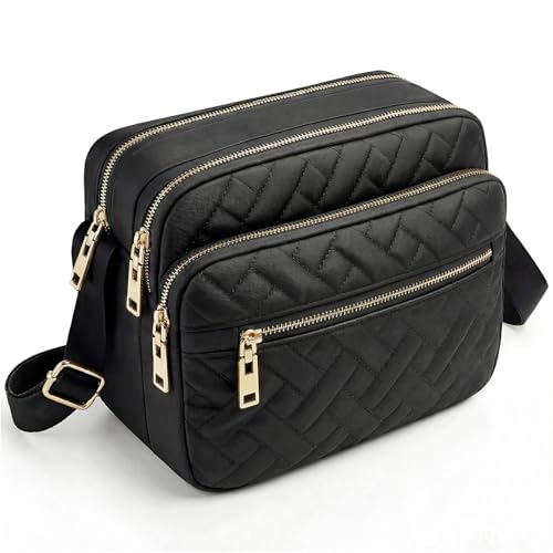 Image of Nylon Crossbody Bags for Women Trendy Quilted Cross Body Purse Medium Crossbody Purses Fashion Ladies Messenger Shoulder Bag