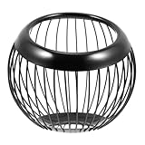 Homoyoyo Edelstahl Obstkorb Rund Schwarzer Metall Aufbewahrungskorb Vielseitiger Haushalt Organizer für Küche und Wohnzimmer