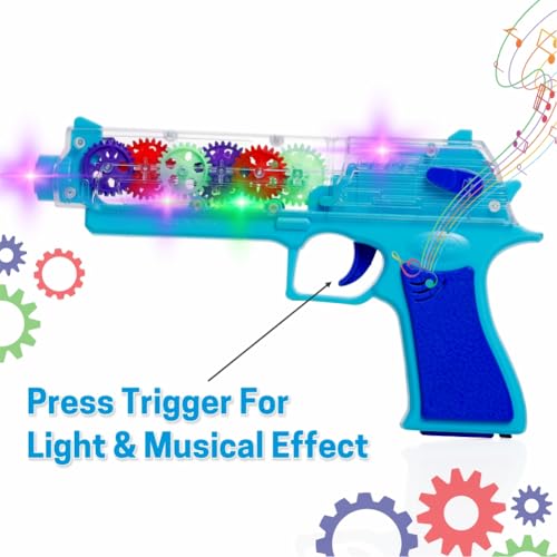 Image of Aditi Toys Transparent Gear Gun Toy for Kids, Electric Concept Gear Gun with Moving Gears, Vibration, Music & Lights for Kids Above 3 Years, BIS Approved (Blue)