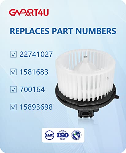 Gvpart4U Blower Motor 22741027 Front 2007 2008 2009 2010 2011 2012 2013 2014 Chevy Tahoe Silverado Avalanche Suburban, 2003-2014 Gmc Yukon Sierra, Cadillac Escalade Without Automatic Climate Control #TOP2