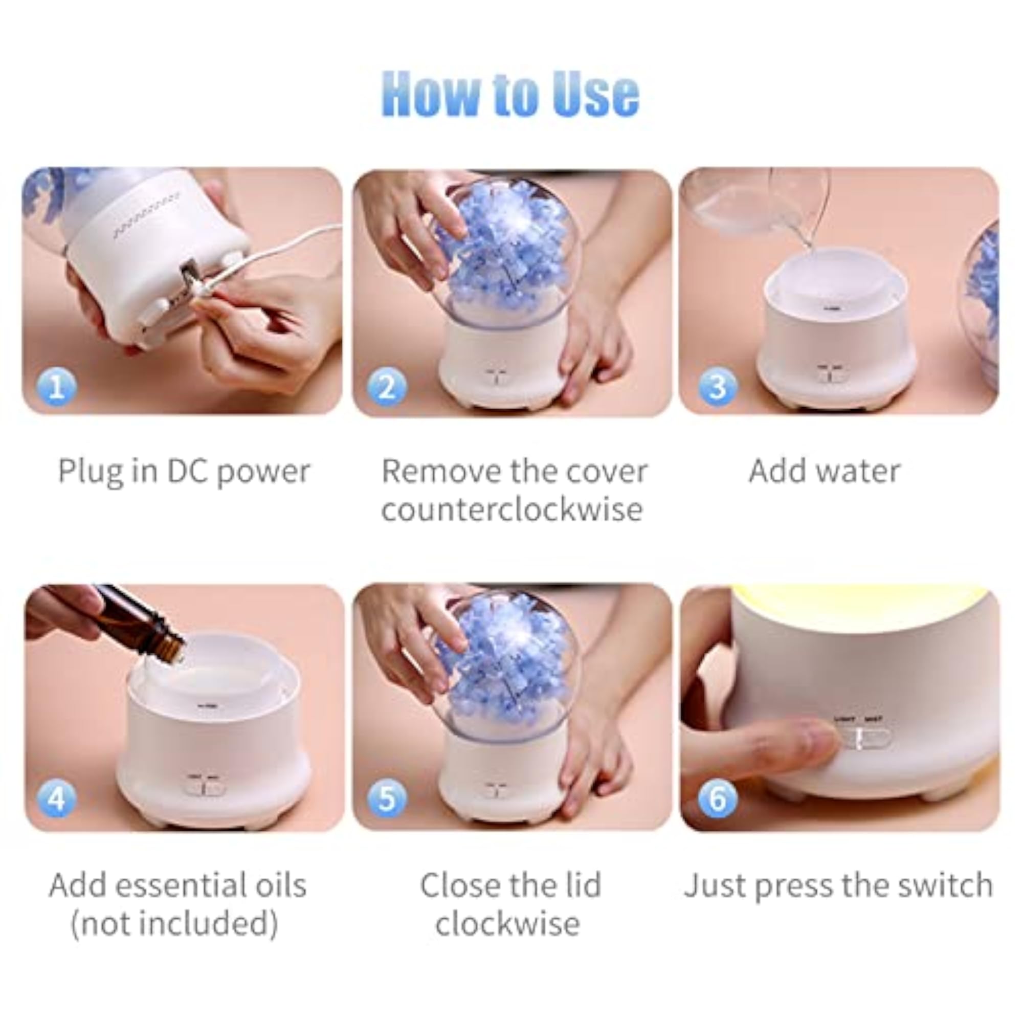 Ubersweet Preserved Flower Diffuser with 7-Color Night Light