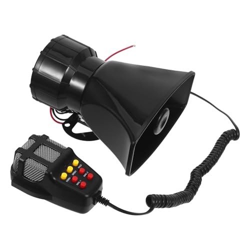 Kichvoe Avertisseur sonore automobile : Système de sonorisation pour véhicule 100 W avec alarme puissante à sept niveaux d’alerte – Accessoire de signalisation d’urgence – Mégaphone d’alarme