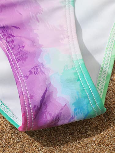 OYOANGLE Girl's 4 Piece Bikini Set Tie Dye Drawstring Bathing Suit with Cover Ups3